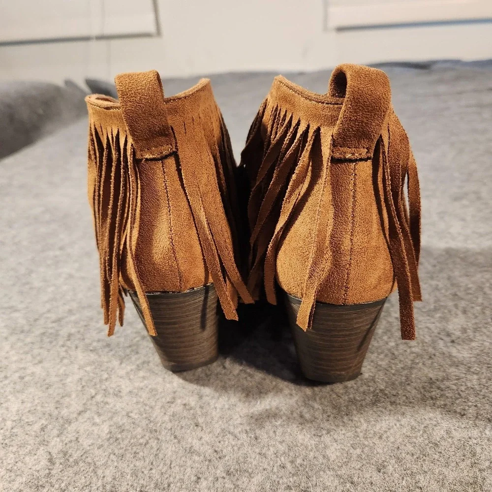 Coconuts By Matisse‎ Boots Womens Size 6 Tan Lombard Fringe Western Booties